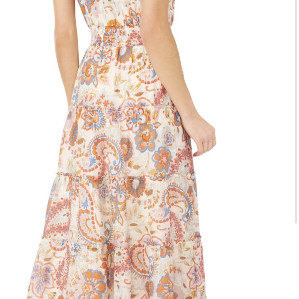 MSK floral paisley vanilla ice Cream and Orange halter sleeveless Maxi Dress nwt - Picture 2 of 7